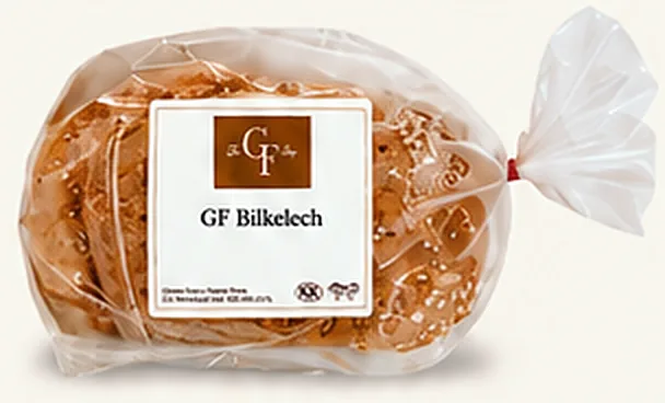 GF Bilkelech in a clear bag with The GF Shop label